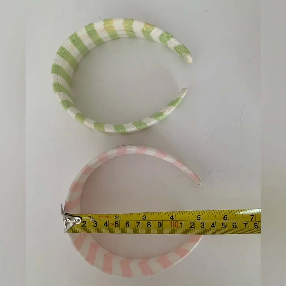 Lacoste Kids Striped Wide Headbands Lot  Pink Green White Embroidered Logo Girls